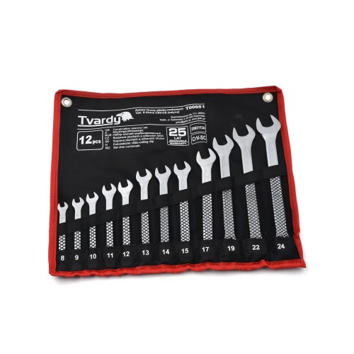 Kombinuotų veržliarakčių rinkinys TVARDY T00651, 8–24 mm, 12 vnt., CrV