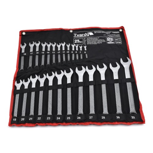 Kombinuotų veržliarakčių rinkinys TVARDY T00653, 6–32 mm, 25 vnt., CrV