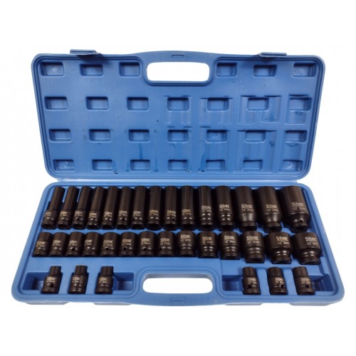 Smūginių galvučių rinkinys SILVER S11663, 1/2", 8–32 mm, 35 vnt.